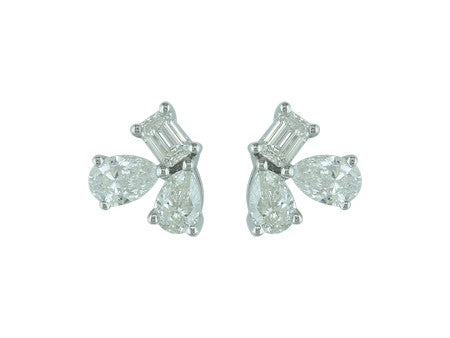 18K Yellow Gold Fancy Cut Diamond Stud Earrings-E11077DI