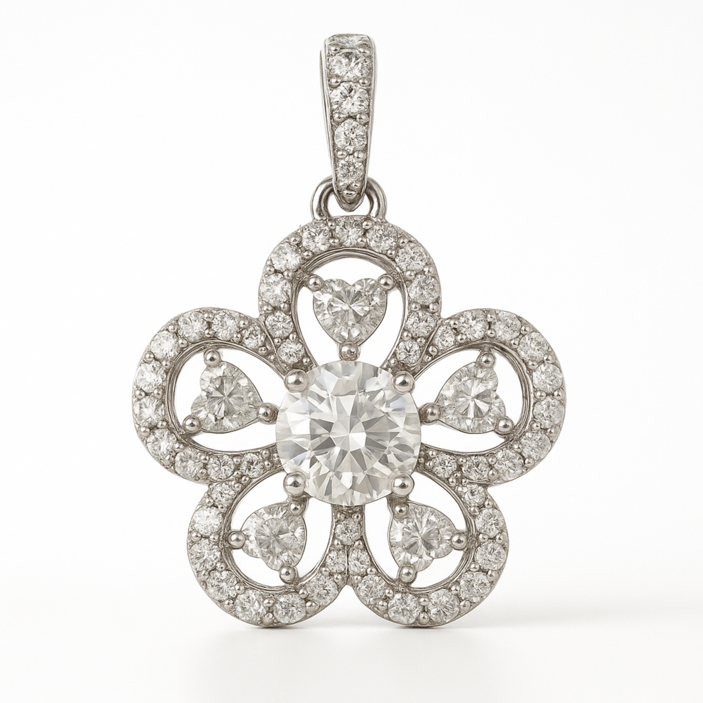 18K White Gold Diamond Pendant-PE4241DI