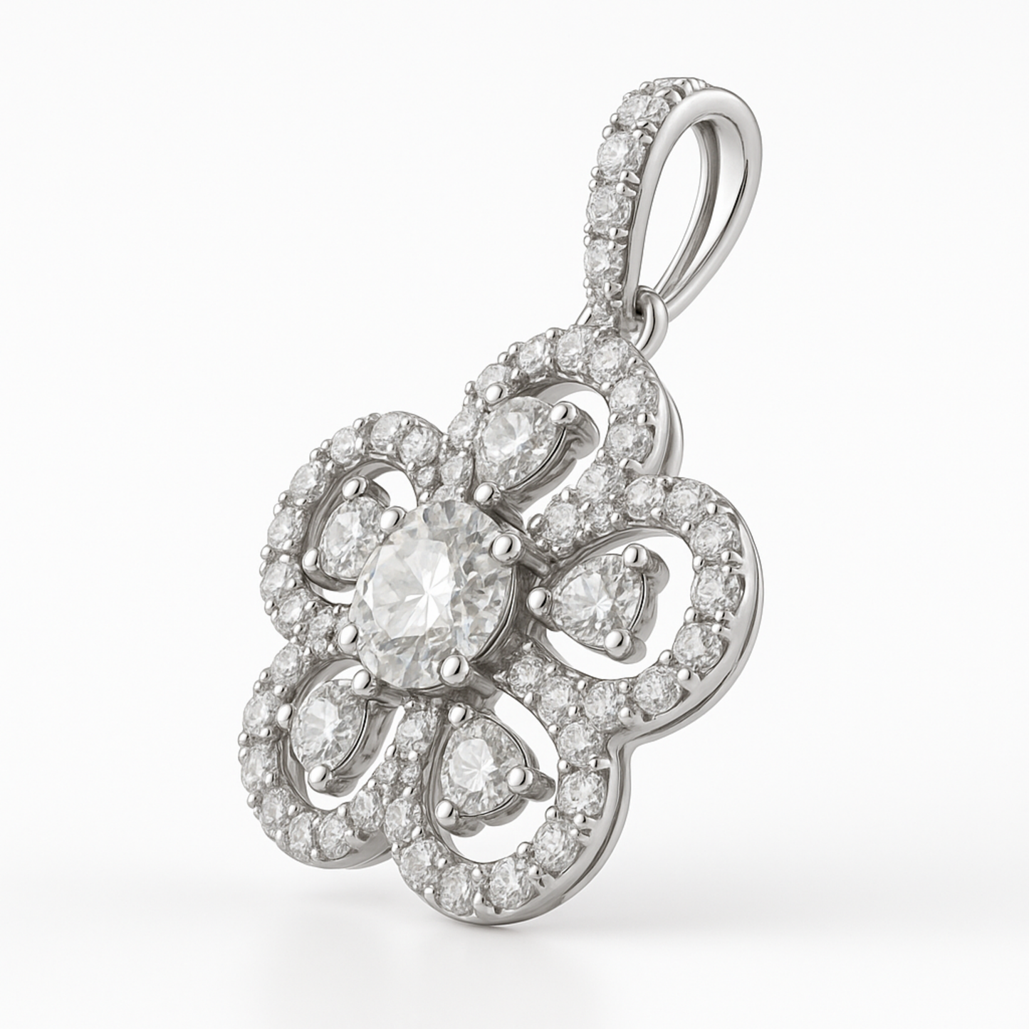 18K White Gold Diamond Pendant-PE4241DI