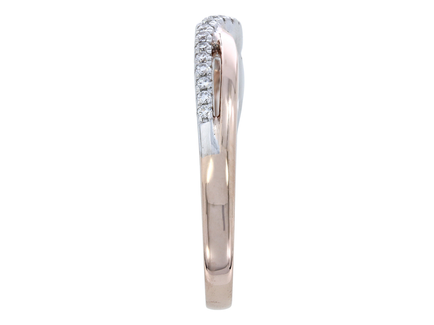 14K White and Rose Gold Twisted Diamond Ring