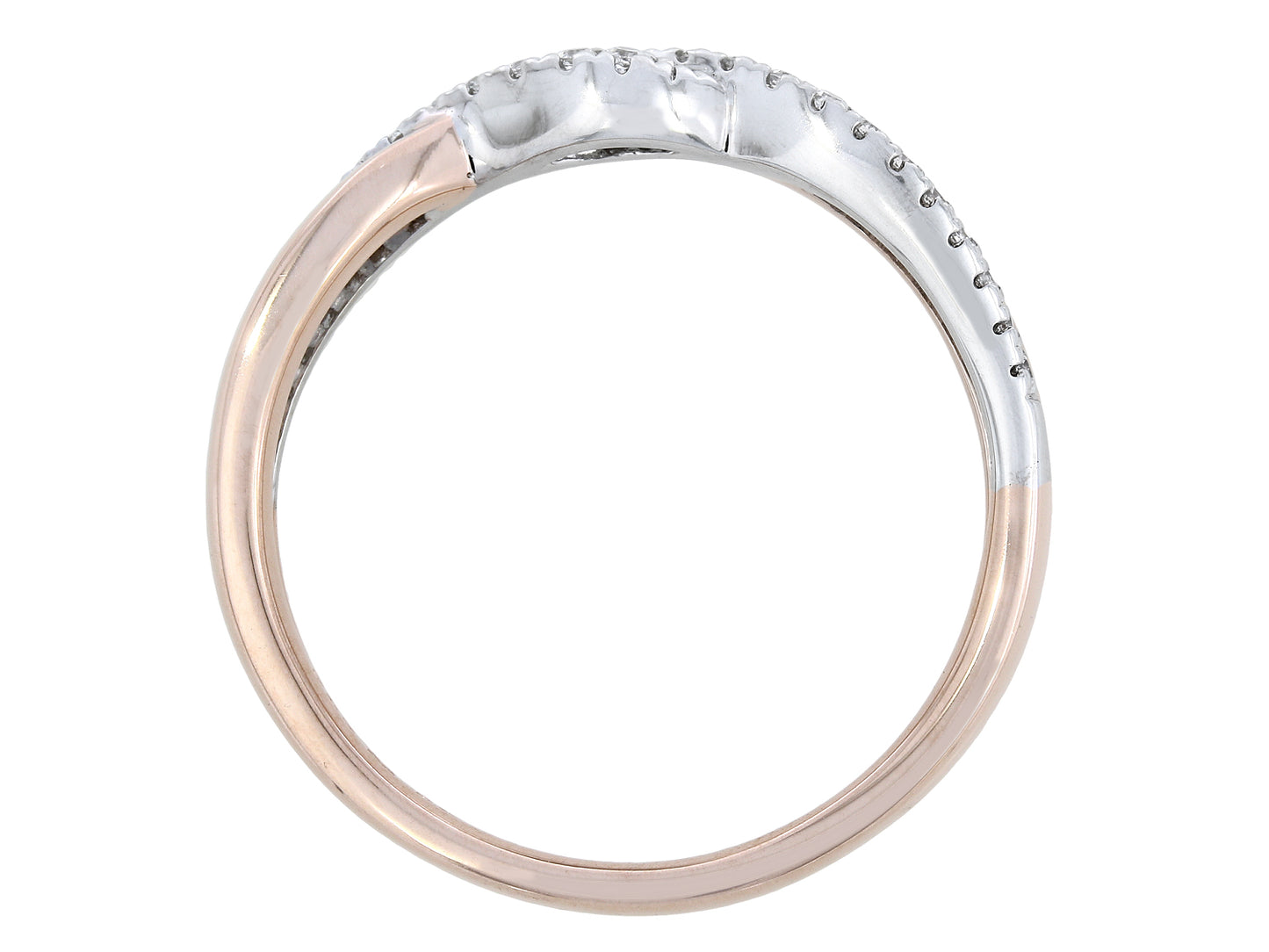 14K White and Rose Gold Twisted Diamond Ring