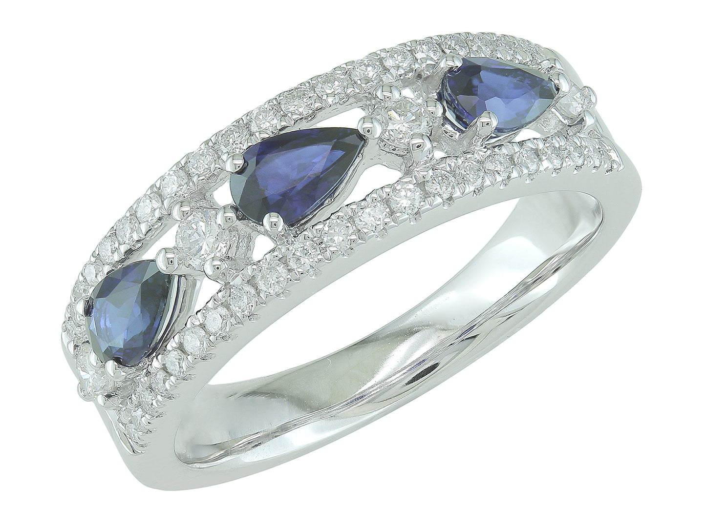 14K White Gold Sapphire Diamond Ring