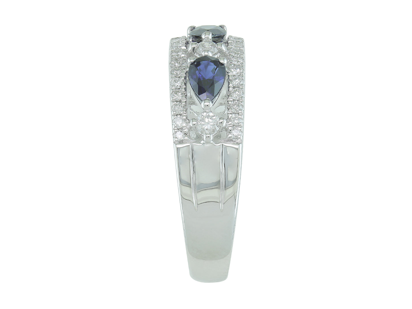 14K White Gold Sapphire Diamond Ring