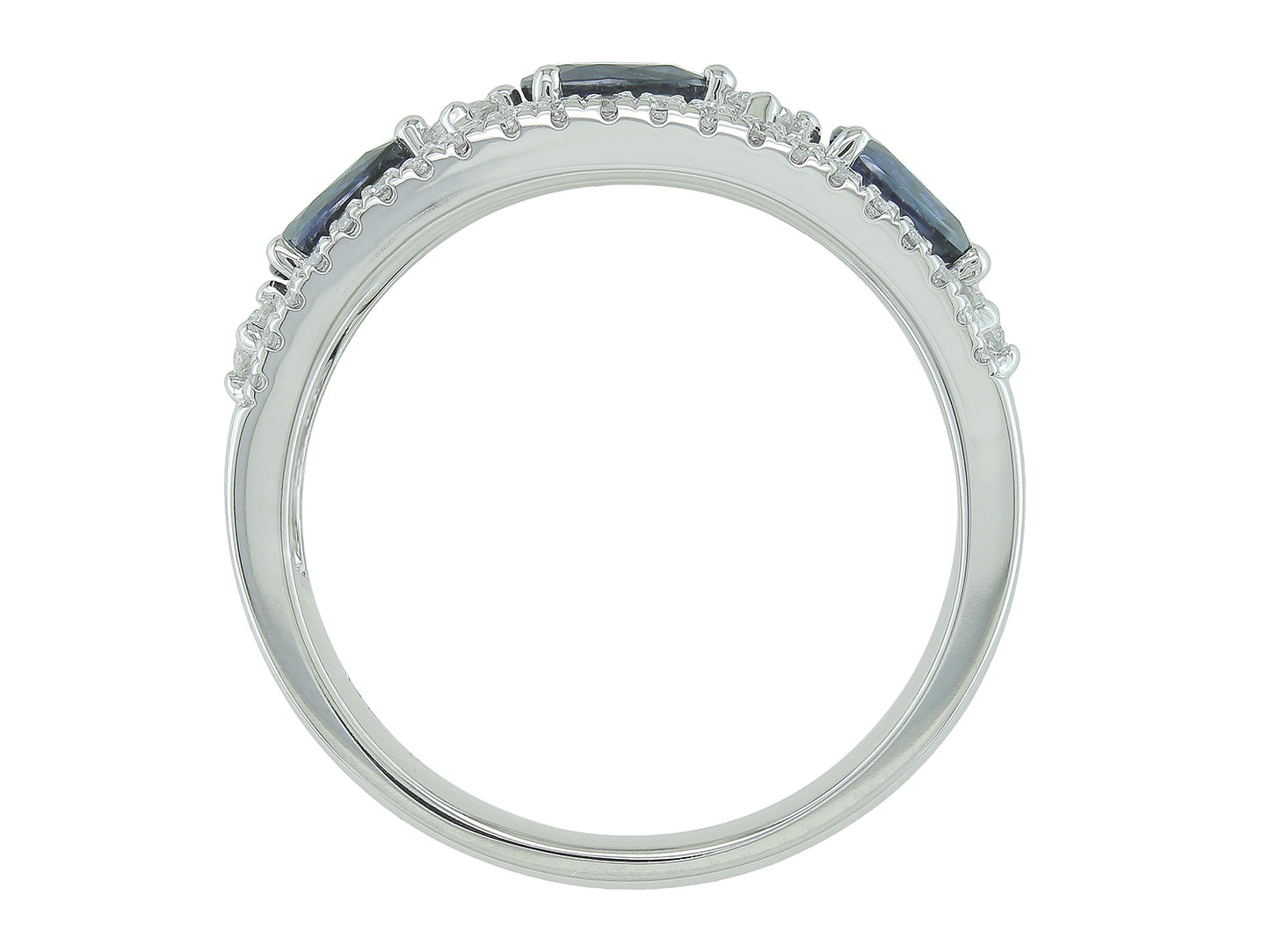14K White Gold Sapphire Diamond Ring
