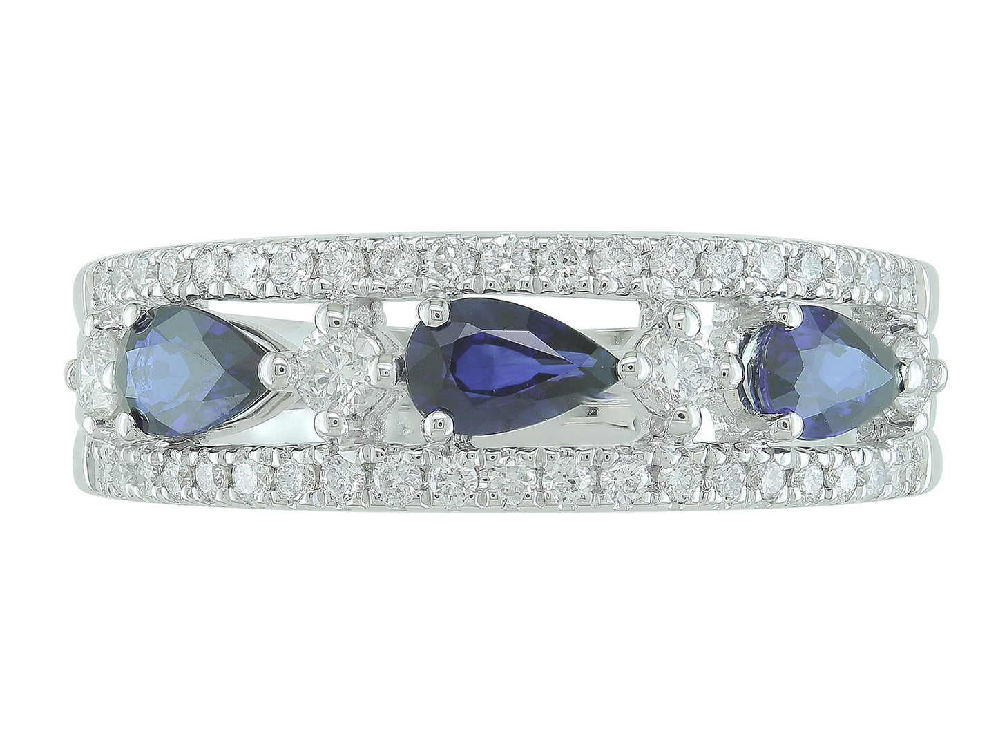14K White Gold Sapphire Diamond Ring