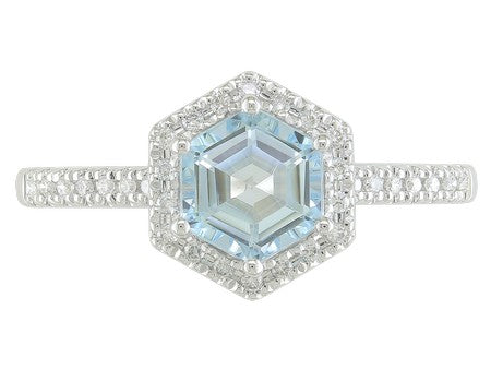 14K Gold Birthstone and Diamond Ring White/Yellow/Rose Gold