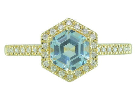 14K Gold Birthstone and Diamond Ring White/Yellow/Rose Gold