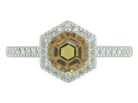 14K Gold Birthstone and Diamond Ring White/Yellow/Rose Gold
