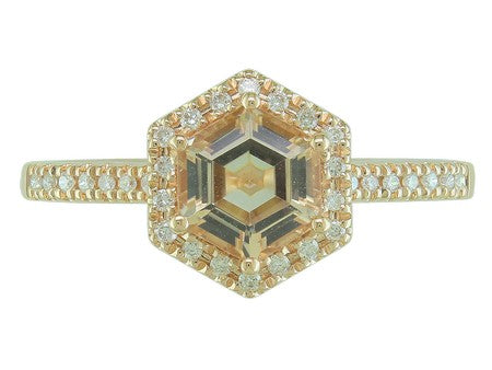 14K Gold Birthstone and Diamond Ring White/Yellow/Rose Gold