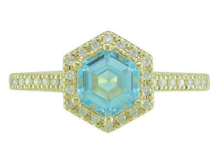 14K Gold Birthstone and Diamond Ring White/Yellow/Rose Gold