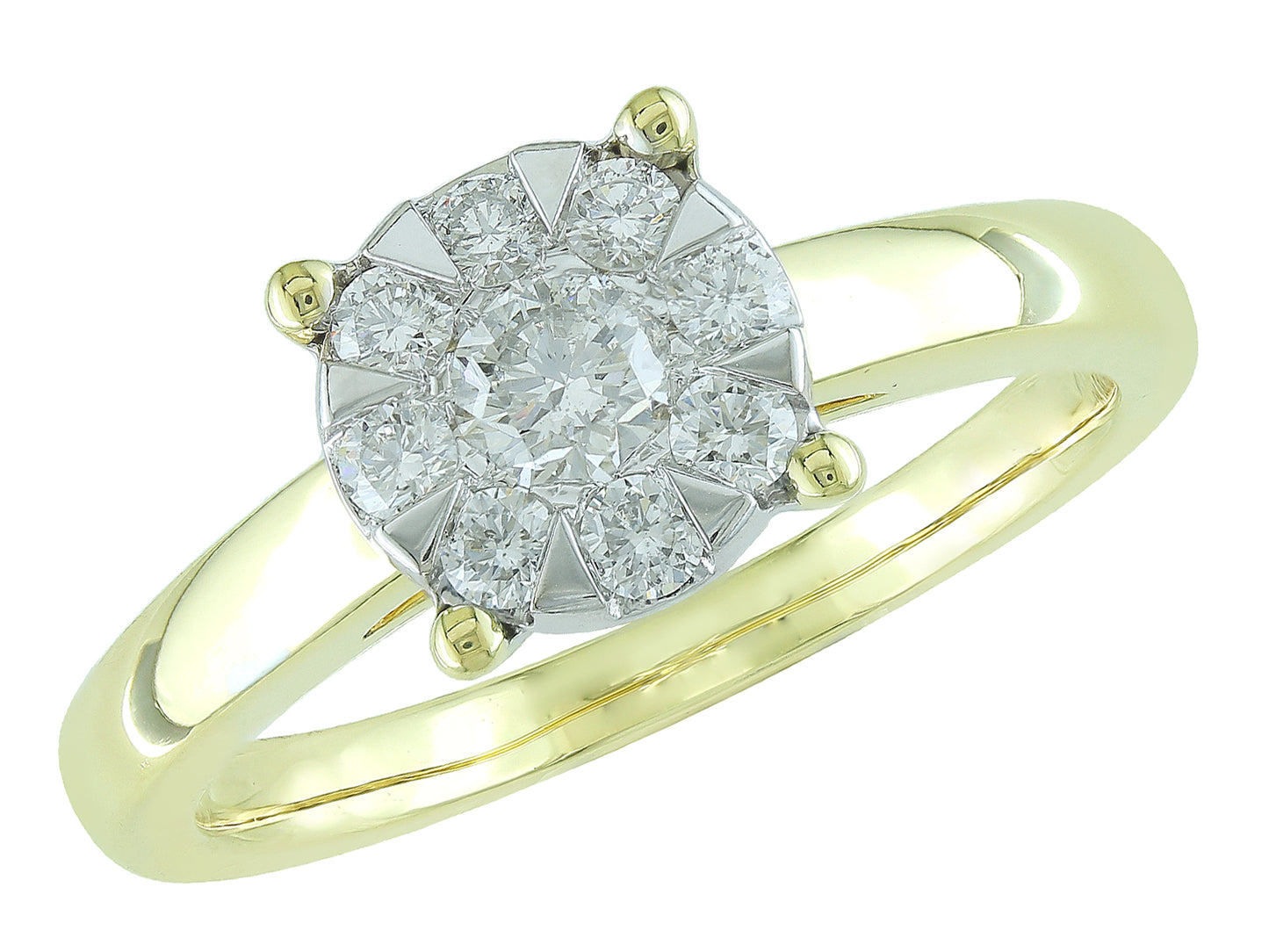 18K Gold Cluster Diamond Ring