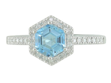 14K Gold Birthstone and Diamond Ring White/Yellow/Rose Gold