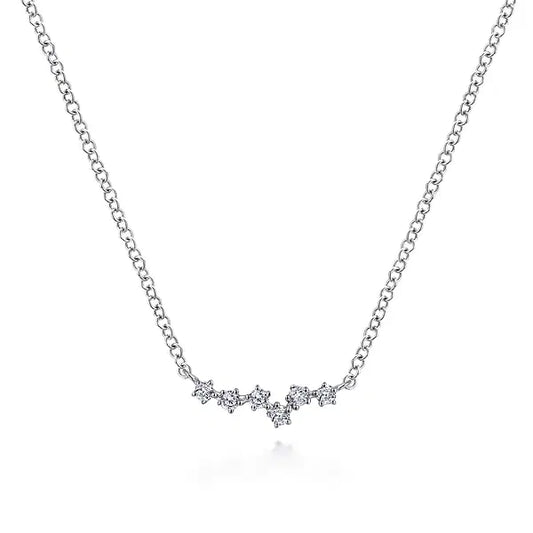 14K White Gold Diamond Constellation Bar Necklace