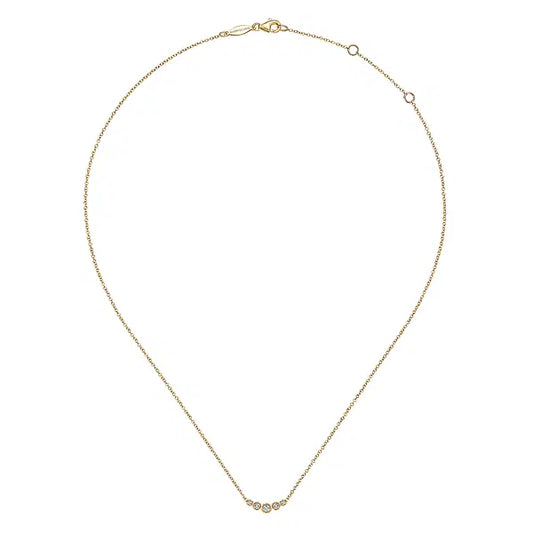 14K Yellow Gold Curved Diamond Bar Necklace