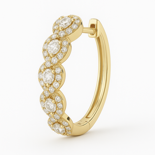 18K Gold Diamond Hoop Earrings White/Yellow