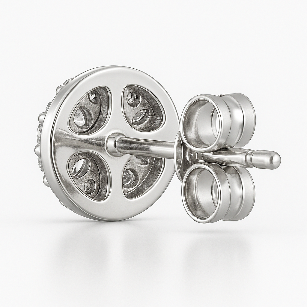 18K White Gold Halo Set Diamond Earrings