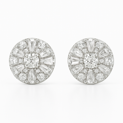18K White Gold Halo Set Diamond Earrings