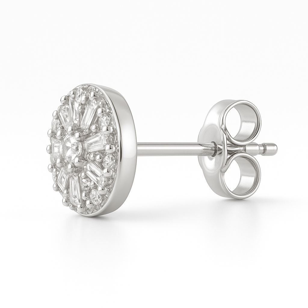 18K White Gold Halo Set Diamond Earrings