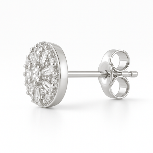18K White Gold Halo Set Diamond Earrings