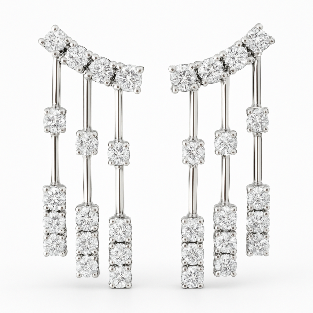 18K Gold Diamond Dangle Earrings White/Yellow-E10866DI