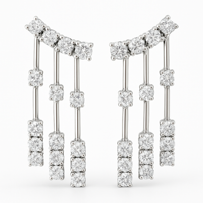 18K Gold Diamond Dangle Earrings White/Yellow-E10866DI
