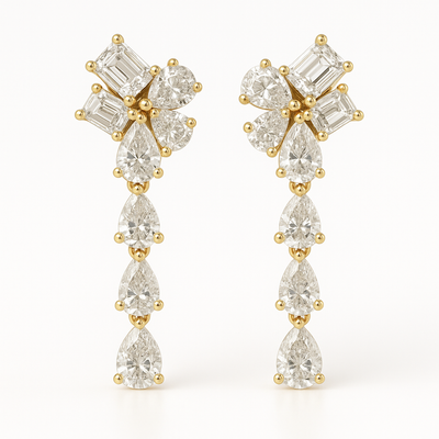 18K Yellow Gold Fancy Cut Diamond Earrings-E11079DI