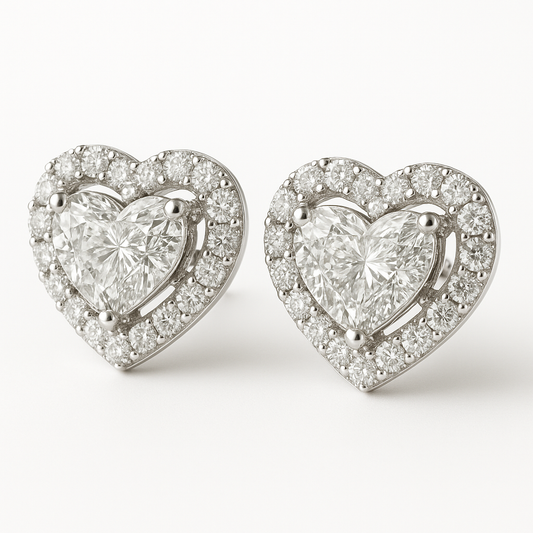 18K White Gold Princess Cut Diamond Stud Earrings-E11114DI