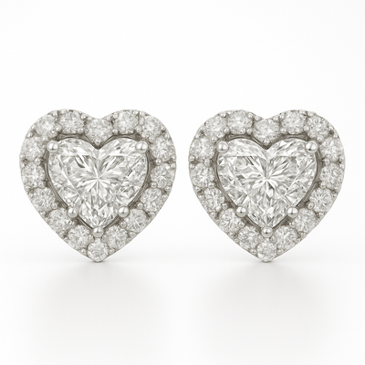 18K White Gold Princess Cut Diamond Stud Earrings-E11114DI