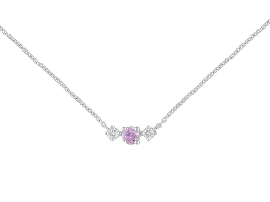 18K White Gold Pink Sapphire and Diamond Necklace