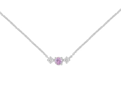 18K White Gold Pink Sapphire and Diamond Necklace