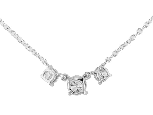 18K White Gold 3 Stone Diamond Necklace