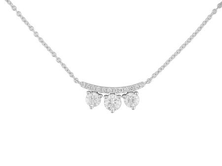 18K White Gold 3 Stone Diamond Smile Necklace