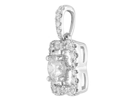 18K White Gold Halo Diamond Pendant