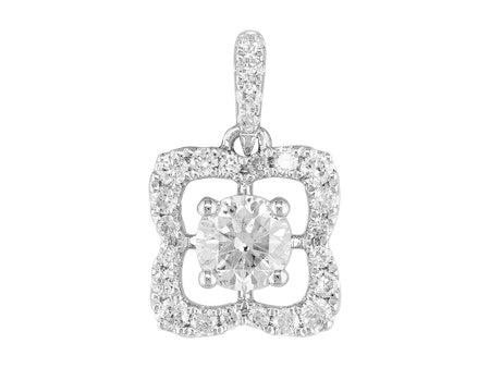 18K White Gold Halo Diamond Pendant