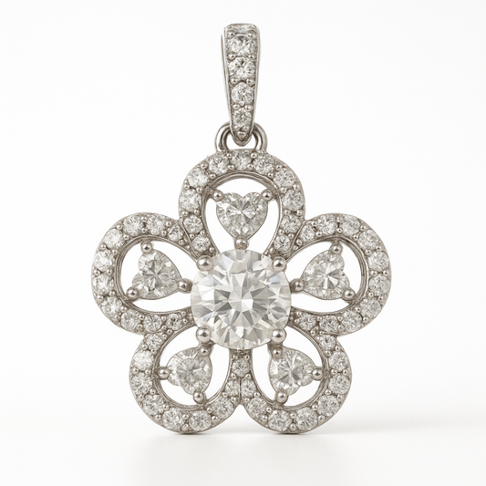 18K White Gold Diamond Pendant-PE4241DI