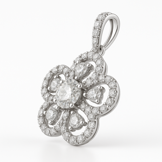 18K White Gold Diamond Pendant-PE4241DI