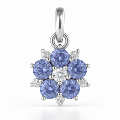 14K White Gold Tanzanite Diamond Pendant-PG3675TA
