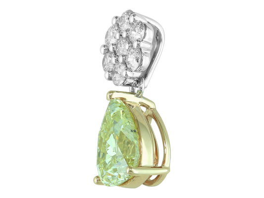 14K Yellow and White Gold Pear Cut Fancy Yellow Diamond Pendant