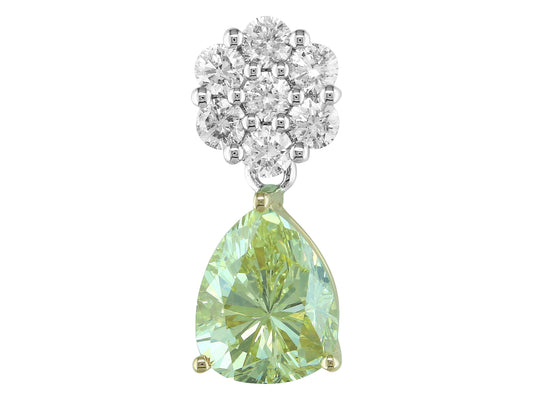 14K Yellow and White Gold Pear Cut Fancy Yellow Diamond Pendant