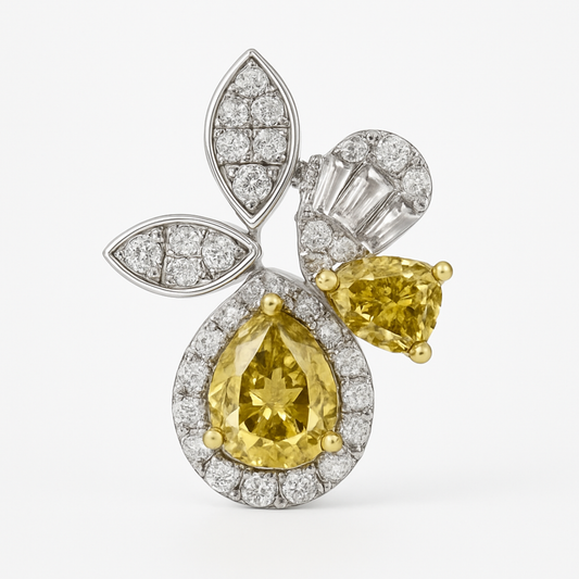 14K Two Tone Fancy Cut Diamond Pendant-PG5018DI