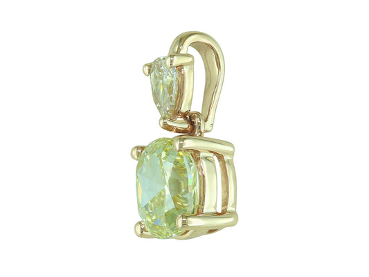 14K Yellow Gold Oval Fancy Yellow Diamond Pendant