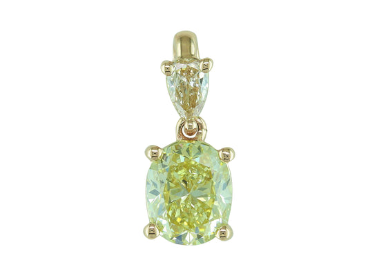 14K Yellow Gold Oval Fancy Yellow Diamond Pendant