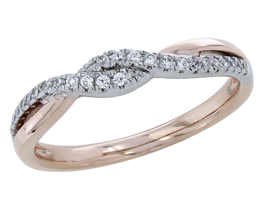 14K White and Rose Gold Twisted Diamond Ring