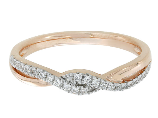 14K White and Rose Gold Twisted Diamond Ring