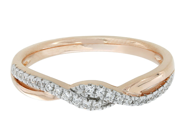 14K White and Rose Gold Twisted Diamond Ring