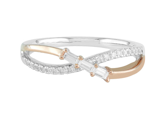 14K White and Rose Gold Diamond Ring