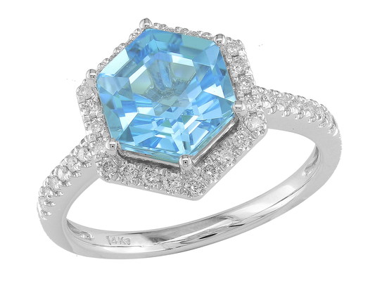 14K Gold Birthstone and Diamond Ring White/Yellow/Rose Gold