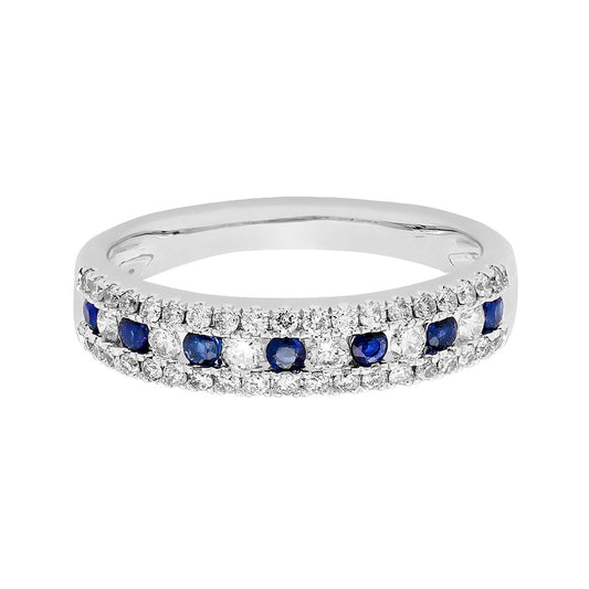 14K Gold Ruby/Sapphire Diamond Ring, Birthstone Gemstone White/Yellow Gold