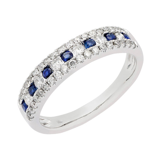 14K Gold Ruby/Sapphire Diamond Ring, Birthstone Gemstone White/Yellow Gold
