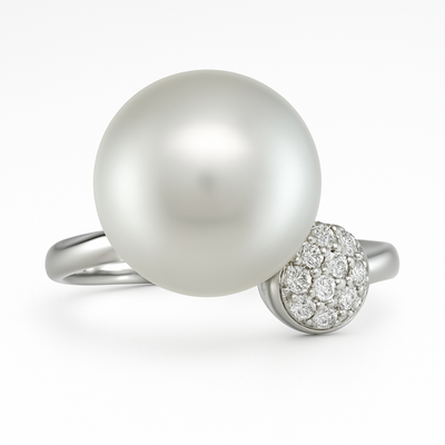 14K White Gold Pearl South Sea Diamond Ring-RG6119SP